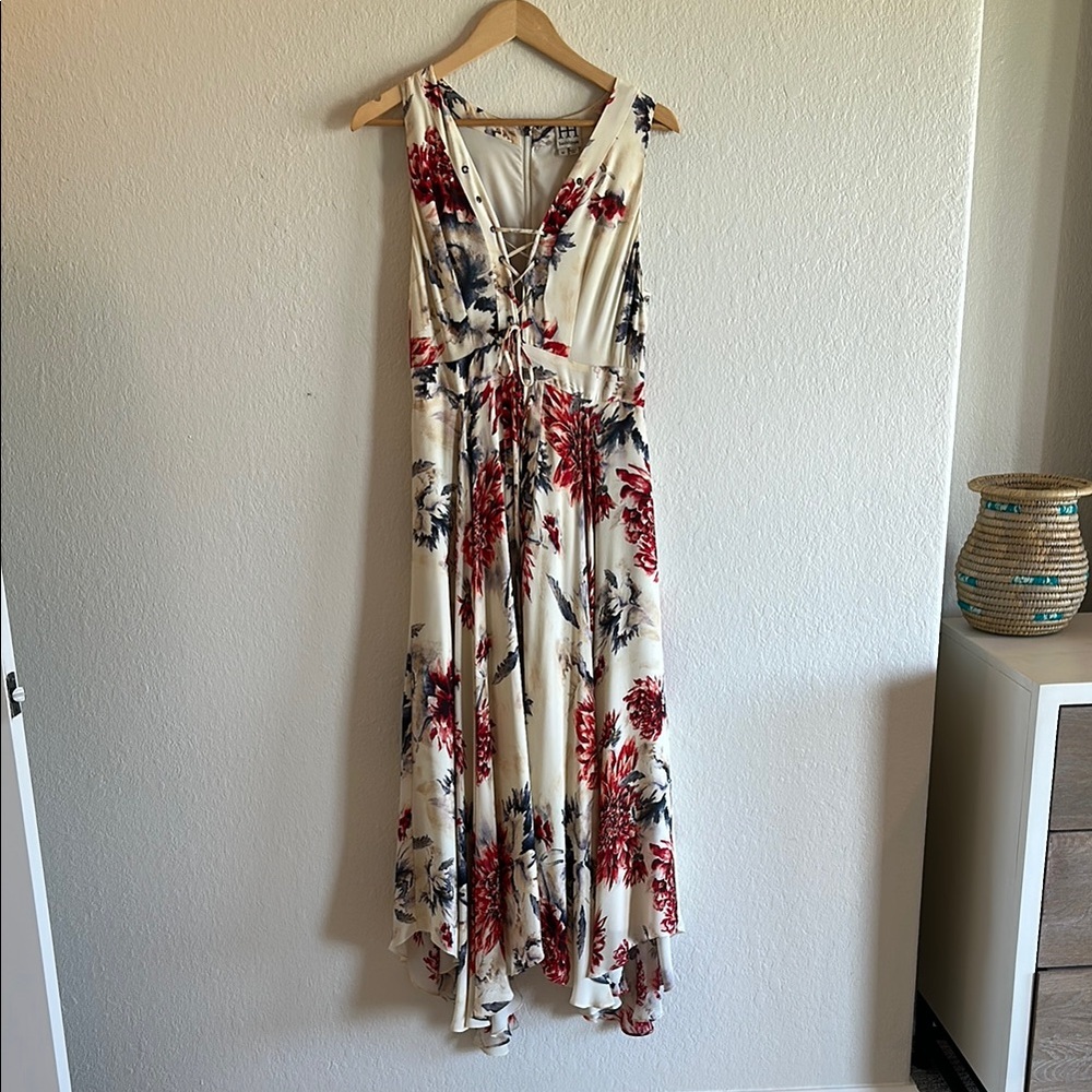 Haute Hippie Red Ruffled Wrap Maxi Dress
